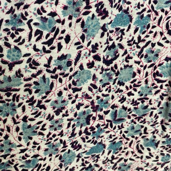 Lucky Brand Top Womens XL Short Sleeve Boho Peasant Floral Smocked Blue Pink - Picture 6 of 9